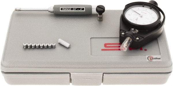 SPI - 9 Anvil, 0.24 to 0.4" Dial Bore Gage - 0.0005" Graduation, 2" Gage Depth, Accurate to 0.0006", Carbide Ball - All Tool & Supply