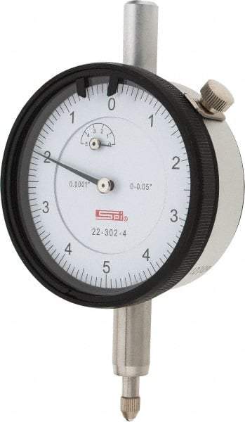 SPI - 0.05" Range, 0-5-0 Dial Reading, 0.0001" Graduation Dial Drop Indicator - 2.2" Dial, 0.01" Range per Revolution, 0.0007" Accuracy, Revolution Counter, Includes NIST Traceability Certification - All Tool & Supply