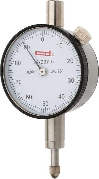 SPI - 1/4" Range, 0-100 Dial Reading, 0.001" Graduation Dial Drop Indicator - 1.61" Dial, 0.1" Range per Revolution, 0.001" Accuracy, Includes NIST Traceability Certification - All Tool & Supply