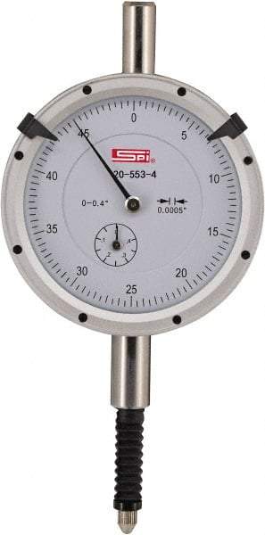 SPI - 0.4" Range, 0-50 Dial Reading, 0.0005" Graduation Dial Drop Indicator - 2.2" Dial, 0.05" Range per Revolution, 0.0015" Accuracy, Includes NIST Traceability Certification - All Tool & Supply