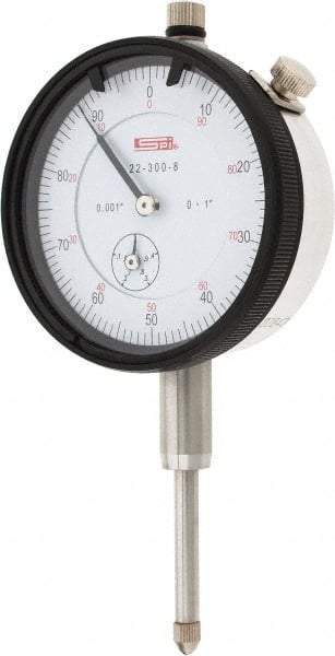 SPI - 1" Range, 0-100 Dial Reading, 0.001" Graduation Dial Drop Indicator - 2.2" Dial, 0.1" Range per Revolution, 0.002" Accuracy, Revolution Counter, Includes NIST Traceability Certification - All Tool & Supply