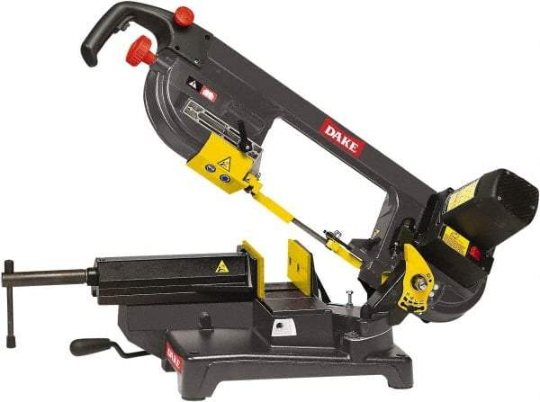 Dake - 6 x 5" Max Capacity, Semi-Automatic Geared Head Horizontal Bandsaw - 262 & 196 SFPM Blade Speed, 110 Volts, 45°, 2.5 hp, 1 Phase - All Tool & Supply