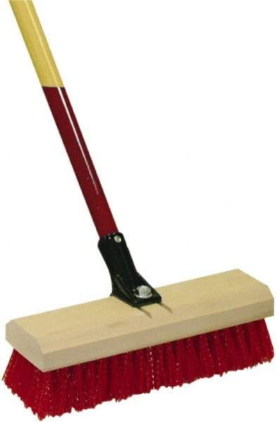 Harper Brush - 2-1/2" Bristle Length, Polypropylene Deck Scrub Brush - 54" Long x 12" Wide Head, 60" OAL, Straight Handle, Red, Wood Block - All Tool & Supply