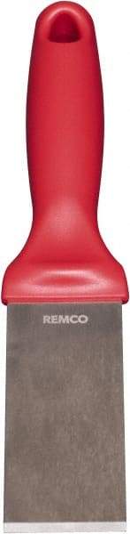 Remco - Stiff Stainless Steel Beveled Scraper - 1-1/2" Blade Width x 3-1/2" Blade Length, 5-13/32" Long Ergonomic Polypropylene Handle - All Tool & Supply