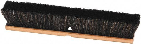 Harper Brush - 18" Smooth Surface Horsehair Push Broom - 3" Bristle Length, Wood Block, Threaded Handle Connection, Handle Sold Separately - All Tool & Supply