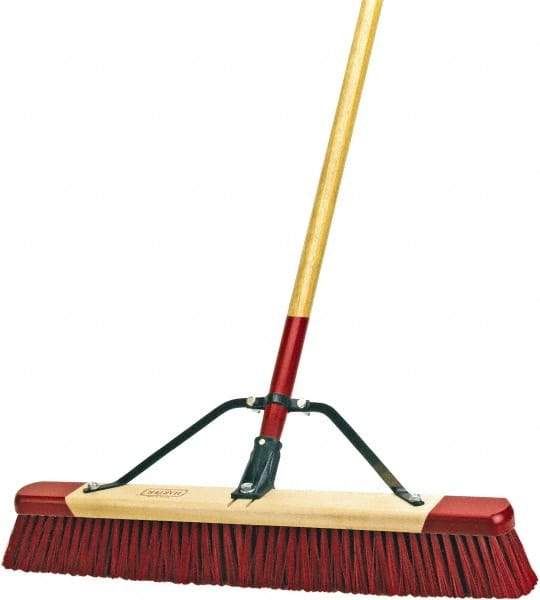 Harper Brush - 24" Rough Surface Synthetic Push Broom - 3" Bristle Length, Wood Block, Bolt-On Handle Connection, Handle Included - All Tool & Supply