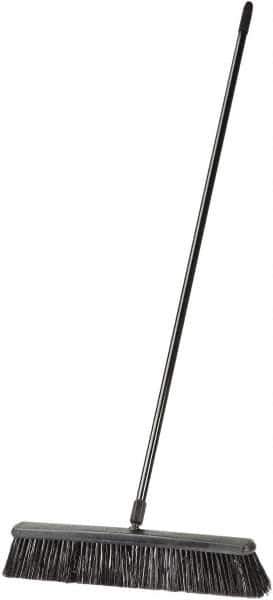 Harper Brush - 24" Rough Surface Synthetic Push Broom - 3" Bristle Length, Plastic Block, Threaded Handle Connection, Handle Included - All Tool & Supply