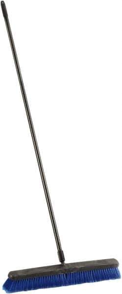 Harper Brush - 24" Medium Duty Synthetic Push Broom - 3" Bristle Length, Plastic Block, Threaded Handle Connection, Handle Included - All Tool & Supply