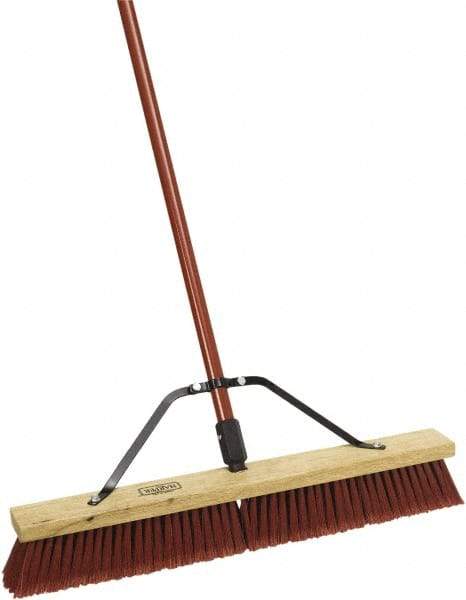 Harper Brush - 24" Medium Duty Synthetic Push Broom - 3" Bristle Length, Wood Block, Threaded Handle Connection, Handle Sold Separately - All Tool & Supply