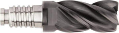 Kennametal - 16mm Diam, 24mm LOC, 4 Flute, 2.5mm Corner Radius End Mill Head - Solid Carbide, AlTiN Finish, Duo-Lock 16 Connection, Spiral Flute, 37 & 39° Helix, Centercutting - All Tool & Supply