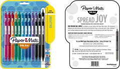 Paper Mate - 1mm Ball Point Retractable Ball Point Pen - Pink, Red, Orange, Green, Turquoise, Blue, Purple & Black - All Tool & Supply