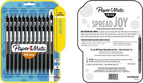 Paper Mate - 1mm Ball Point Retractable Ball Point Pen - Black - All Tool & Supply