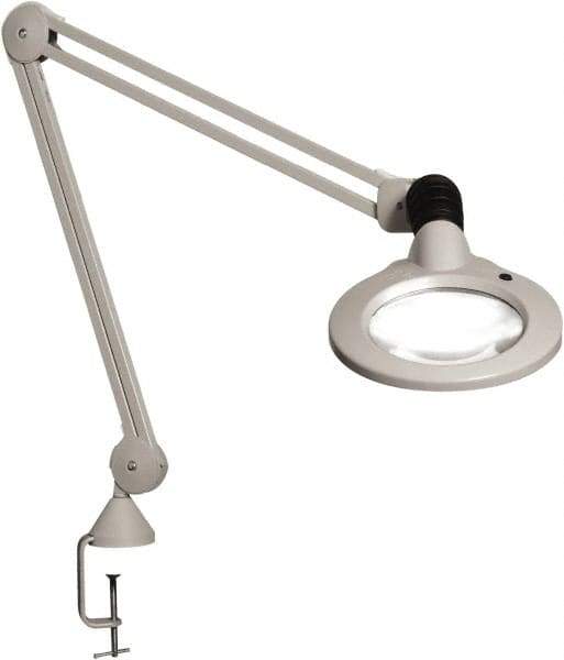 Vision Engineering - 30" Arm, Spring Suspension, Clamp Mount, LED, Light Gray, Magnifying Task Light - 9 Watts, 120 Volts, 1.75x Magnification - All Tool & Supply