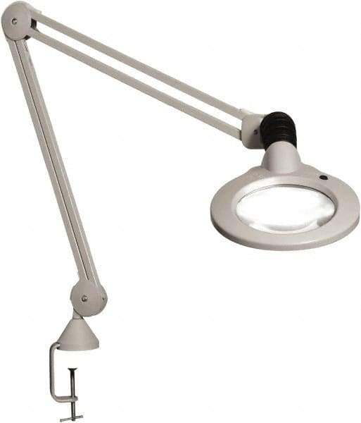 Vision Engineering - 45" Arm, Spring Suspension, Clamp Mount, LED, Light Gray, Magnifying Task Light - 9 Watts, 120 Volts, 2.25x Magnification - All Tool & Supply