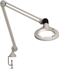 Vision Engineering - 45" Arm, Spring Suspension, Clamp Mount, LED, Light Gray, Magnifying Task Light - 9 Watts, 120 Volts, 1.75x Magnification - All Tool & Supply