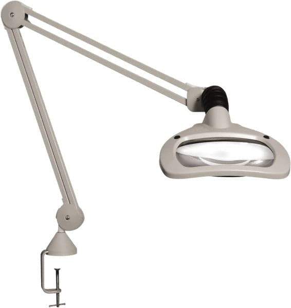 Vision Engineering - 45" Arm, Spring Suspension, Clamp Mount, LED, Light Gray, Magnifying Task Light - 6 Watts, 120 Volts, 2.25x Magnification - All Tool & Supply