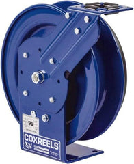 CoxReels - 10 AWG, 50' Cable Length, Cord & Cable Reel without Cable - 0 Outlets, 35 Amps, 115 Volts, SO Cable, Blue Reel, Spring Driven Reel - All Tool & Supply