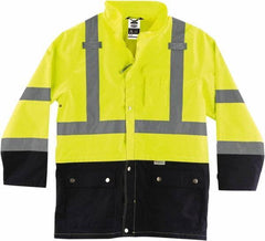 Ergodyne - Size L, Lime, Rain Jacket - 3 Pockets, Rollaway Hood - All Tool & Supply