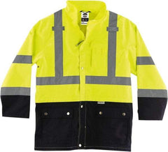 Ergodyne - Size 5XL, Lime, Rain Jacket - 3 Pockets, Rollaway Hood - All Tool & Supply