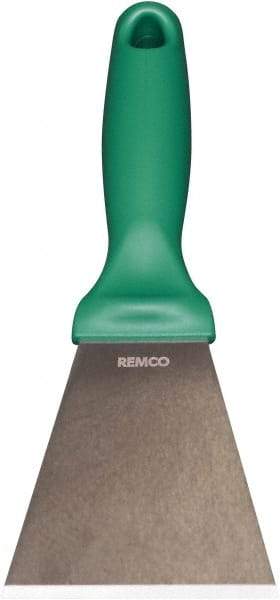 Remco - Stiff Stainless Steel Beveled Scraper - 3" Blade Width x 3-1/2" Blade Length, 5-13/32" Long Ergonomic Polypropylene Handle - All Tool & Supply