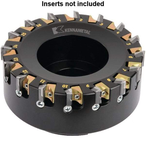 Kennametal - 12 Inserts, 100mm Cut Diam, 32mm Arbor Diam, 4.6mm Max Depth of Cut, Indexable Square-Shoulder Face Mill - 0° Lead Angle, 50mm High, KSDR100031E1W4S Insert Compatibility, Series KBDM - All Tool & Supply