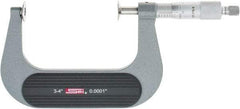 SPI - 3 to 4", Ratchet Stop Thimble, Mechanical Disc Micrometer - 0.0002" Accuracy, 0.79" Disc, 0.0001" Resolution, 0.31" Spindle Diam, Steel Face, NIST Traceability Certification Included - All Tool & Supply