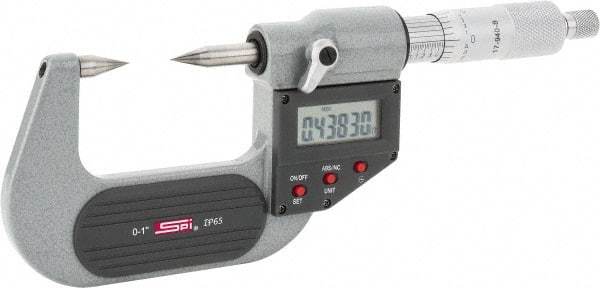 SPI - 1 Inch, Ratchet Stop, Electronic Point Micrometer - Accurate up to 0.0001 Inch, 30° Point Angle - All Tool & Supply