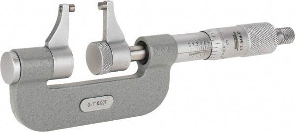 SPI - 0 to 1" Range, 0.001" Graduation, Mechanical Outside Micrometer - Ratchet Stop Thimble, Accurate to 0.0002" - All Tool & Supply