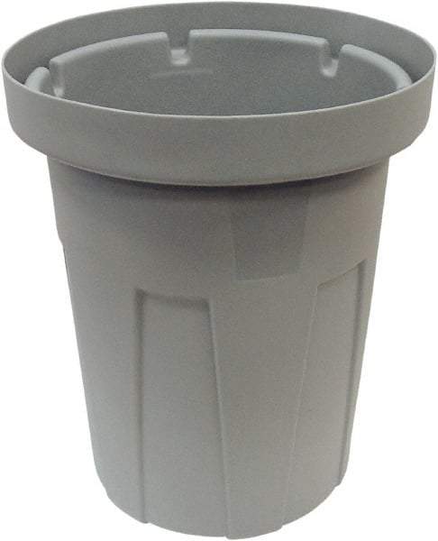 Made in USA - 40 Gal Gray Round Trash Can - Polyethylene, None Graphic, Lid Not Included - All Tool & Supply