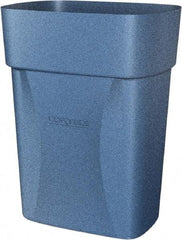 Made in USA - 14 Qt Blue Rectangle Trash Can - Polyethylene, None Graphic, Lid Not Included - All Tool & Supply