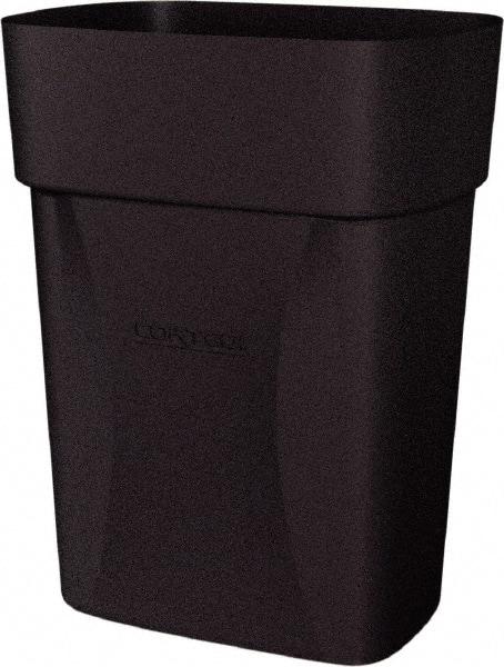 Made in USA - 14 Qt Black Rectangle Trash Can - Polyethylene, None Graphic, Lid Not Included - All Tool & Supply