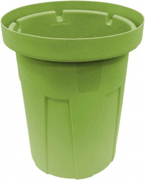 Made in USA - 50 Gal Green Round Trash Can - Polyethylene, None Graphic, Lid Not Included - All Tool & Supply