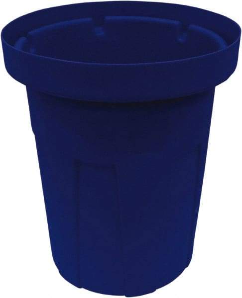 Made in USA - 35 Gal Blue Round Trash Can - Polyethylene, None Graphic, Lid Not Included - All Tool & Supply