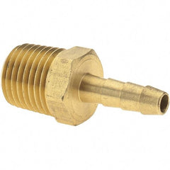 Value Collection - 1/4 NPT Thread Hose Barb x Male NPT Connector - 3/16" ID Hose, Brass - All Tool & Supply