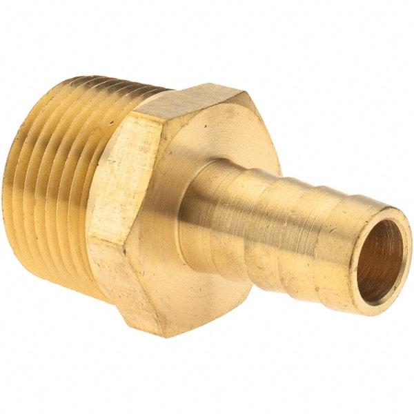 Value Collection - 3/4 NPT Thread Hose Barb x Male NPT Connector - 1/2" ID Hose, Brass - All Tool & Supply