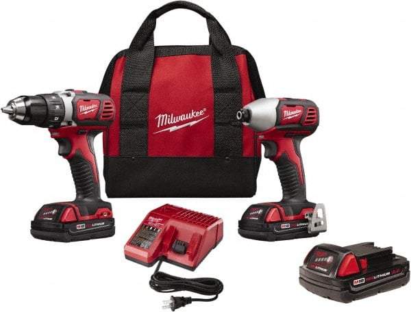 Milwaukee Tool - 18 Volt Cordless Tool Combination Kit - Includes Compact Drill/Driver & Impact Driver, Lithium-Ion Battery Included - All Tool & Supply