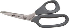 Clauss - 2-1/2" LOC, 8" OAL Stainless Steel High Leverage Scissors - Ambidextrous, Full Serrated, Glass-Filled Nylon Bent Handle, For Cutting, Kevlar - All Tool & Supply