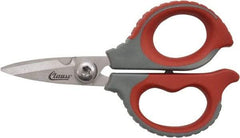 Clauss - 1/2" LOC, 6" OAL Stainless Steel High Leverage Scissors - Ambidextrous, Full Serrated, Glass-Filled Nylon Straight Handle, For Cutting, Electrical Use - All Tool & Supply