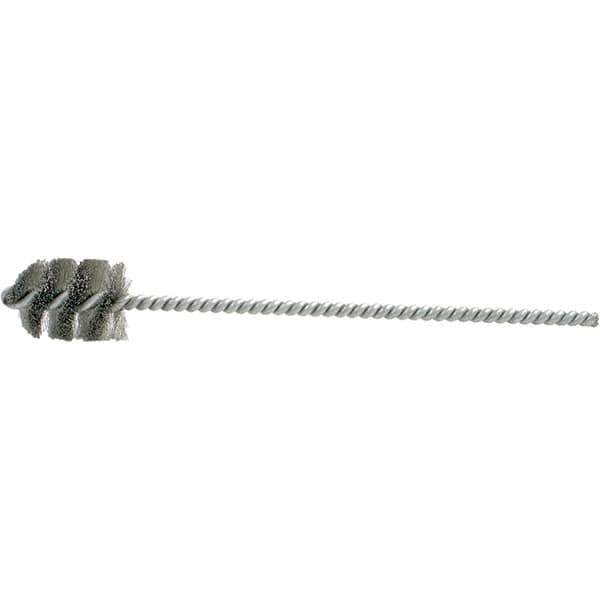 Brush Research Mfg. - 1.175" Diam Helical Stainless Steel Tube Brush - Single Spiral, 0.005" Filament Diam, 1-5/8" Brush Length, 8-1/2" OAL, 0.245" Diam Galvanized Steel Shank - All Tool & Supply