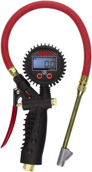 Milton - 0 to 255 psi Digital Straight Foot Dual Head Tire Pressure Gauge - AAA Battery, 15' Hose Length - All Tool & Supply