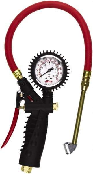 Milton - 0 to 230 psi Dial Dual Head Tire Pressure Gauge - 15' Hose Length - All Tool & Supply