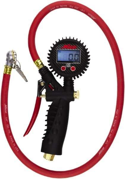 Milton - 0 to 255 psi Digital Ball Foot with Clip Tire Pressure Gauge - AAA Battery, 36' Hose Length - All Tool & Supply