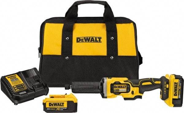 DeWALT - 1-1/2" Wheel Diam, 25,000 RPM, Cordless Angle & Disc Grinder - 1/4-20 Spindle, 20 Volts - All Tool & Supply