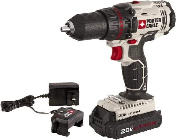 Porter-Cable - 20 Volt 1/2" Chuck Mid-Handle Cordless Drill - 0-350 & 0-1500 RPM, Keyless Chuck, Reversible, 1 Lithium-Ion Battery Included - All Tool & Supply