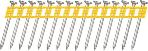 DeWALT - 13 Gauge 0.102" Shank Diam 1-1/2" Long Concrete Nails for Power Nailers - Steel, Zinc Finish, Smooth Shank, Angled Stick Plastic Collation, Round Head - All Tool & Supply