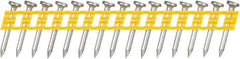 DeWALT - 13 Gauge 0.102" Shank Diam 1" Long Concrete Nails for Power Nailers - Steel, Zinc Finish, Smooth Shank, Angled Stick Plastic Collation, Round Head - All Tool & Supply