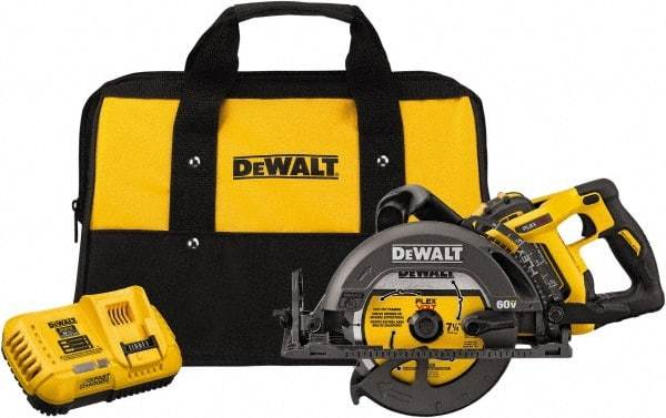 DeWALT - 60 Volt, 7-1/4" Blade, Cordless Circular Saw - 5,800 RPM, 1 Lithium-Ion Battery Included - All Tool & Supply