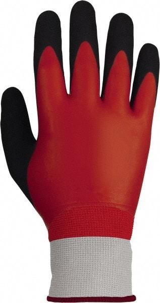 PRO-SAFE - Size L (9), ANSI Cut Lvl A1, Nitrile Coated Dyneema Diamond HPPE liner Cut Resistant Gloves - Fully Coated Coated, Knit Wrist, Red, Paired - All Tool & Supply