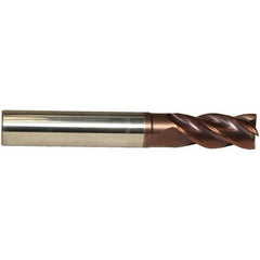 Emuge - 3/8" Diam, 7/8" LOC, 4 Flute Solid Carbide Roughing & Finishing End Mill - TiAlN Finish, 2-3/4" OAL, 3/8" Shank Diam, Cylindrical Shank, 38° Helix, Centercutting, Long Length - All Tool & Supply