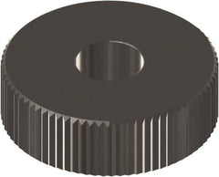 Made in USA - 1-1/4" Diam, 90° Tooth Angle, 12 TPI, Beveled Face, Form Type Cobalt Straight Knurl Wheel - 1/2" Face Width, 1/2" Hole, Circular Pitch, 0° Helix, Ferritic Nitrocarburizing Finish, Series PH - Exact Industrial Supply